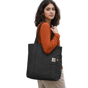 Carhartt Black Tote Bag Water Resistant Vertical Open CB0378 Work Travel Durable
